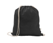 Drawstring backpack in recycled cotton and polyester, 150 g/m2 colour black