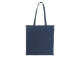Organic cotton shopping bag with long handles, 140 g/m2 colour navy-blue