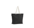 Recycled cotton beach bag with long handles 220 g/m2 colour black
