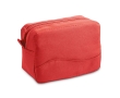 Affordable toiletry bag made of microfibres with zip, Pocket colour red