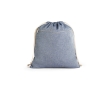 Recycled drawstring bag with pocket, 140 g/m2 colour blue