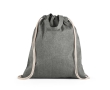 Recycled cotton drawstring bag with handles, 140 g/m2 colour black