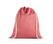 Recycled cotton drawstring bag with handles, 140 g/m2 colour red