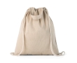 Recycled cotton drawstring bag with handles, 140 g/m2 colour natural