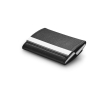 Double-sided metal & imitation leather card case colour black