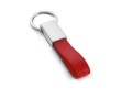 Affordable keyring made of faux leather and metal colour red