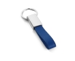 Affordable keyring made of faux leather and metal colour royal blue