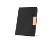 A5 notebook and natural bamboo pen set, black ink, lined pages colour black