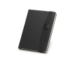Notebook, faux leather cover, pen holder, A5 colour black
