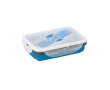Airtight silicone lunch box with cutlery, 640ml colour blue