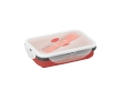 Airtight silicone lunch box with cutlery, 640ml colour red