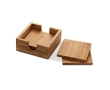 Set of 4 bamboo coasters with storage box colour natural