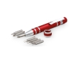 Pen-shaped metal holder with 8 screwdrivers colour red
