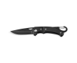 Steel and metal pocket knife with lock and carabiner colour black