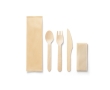 Disposable wooden cutlery set in a printable case colour natural