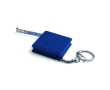 Square keyring with measuring tape, 1M colour blue