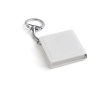 Square keyring with measuring tape, 1M colour white