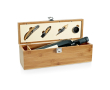 Wine set in elegant bamboo and metal box colour natural