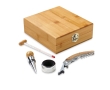 Bamboo wine set with 4 pieces in bamboo box colour light wood