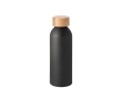 Aluminium bottle with bamboo lid and matte finish, 550 ml colour black