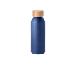 Aluminium bottle with bamboo lid and matte finish, 550 ml colour navy-blue