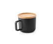 Ceramic mug with bamboo lid, 250 ml, Small Cover colour black