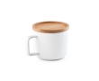 Ceramic mug with bamboo lid, 250 ml, Small Cover colour white