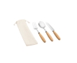Set of 3 cutlery pieces in acacia wood and stainless steel colour natural