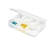 Pillbox with 7 dividers and lid, ideal for pills colour white