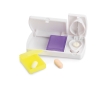 Pill box with compartment and pill cutter colour white