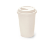 Branded reusable travel plastic cup with lid, 450 ml colour off white