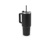 Large recycled stainless steel travel mug, matte finish, 1.3L colour black