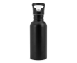 Single-wall stainless steel bottle with straw 690 ml colour black