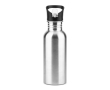 Single-wall stainless steel bottle with straw 690 ml colour matt silver