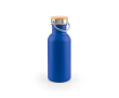 Stainless steel bottle with bamboo lid with carry handle 580ml colour blue