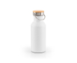 Stainless steel bottle with bamboo lid with carry handle 580ml colour white
