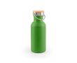 Stainless steel bottle with bamboo lid with carry handle 580ml colour green