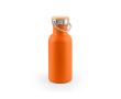 Stainless steel bottle with bamboo lid with carry handle 580ml colour orange