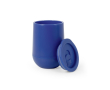 Double-walled plastic travel cup with sliding opening 420ml colour blue