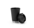 Double-wall plastic travel cup with flip lid 410ml colour black