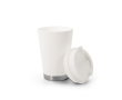 Double-wall plastic travel cup with flip lid 410ml colour white