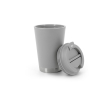 Double-wall plastic travel cup with flip lid 410ml colour grey
