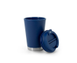Double-wall plastic travel cup with flip lid 410ml colour navy-blue