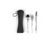 3-piece stainless steel cutlery set with pouch colour matt silver