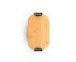 Airtight plastic lunch box with bamboo lid and buckles 1L colour black