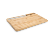 Grooved bamboo bread cutting board with included knife colour natural