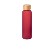 Frosted glass bottle with bamboo screw cap 520ml colour red