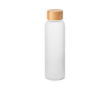 Frosted glass bottle with bamboo screw cap 520ml colour white