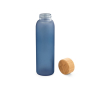 Frosted glass bottle with bamboo screw cap 520ml colour royal blue