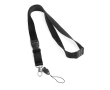 Lanyard with buckle and safety clasp, Doubleclip Extra colour black